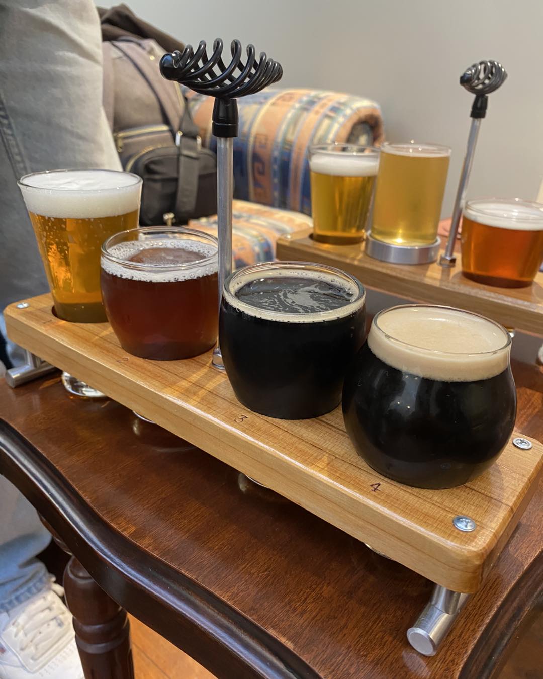 Beer tasting paddle at Pedal Slowly